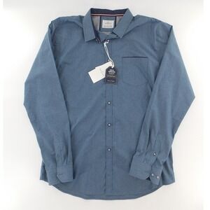 Craft‎ + Flow Button Down Shirt Stanton Stretch Men XL Blue Long Sleeve NWT